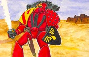Painting of a Blood Angel Space Marine