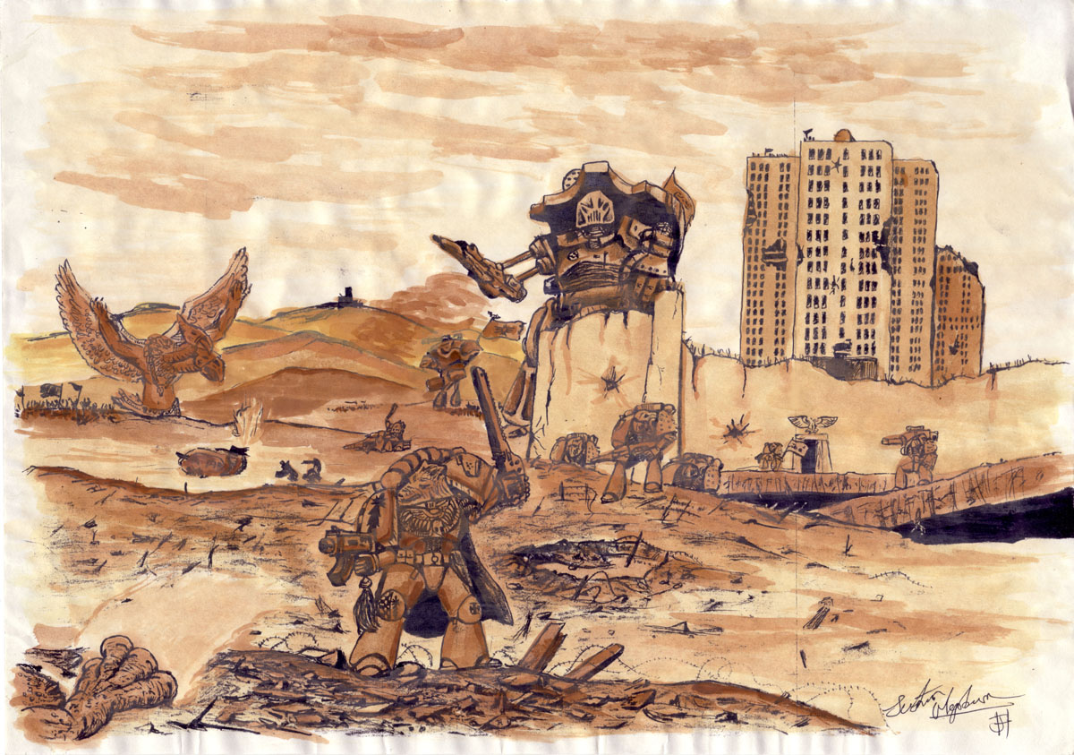 Coloured version of the Space Wolf Captain