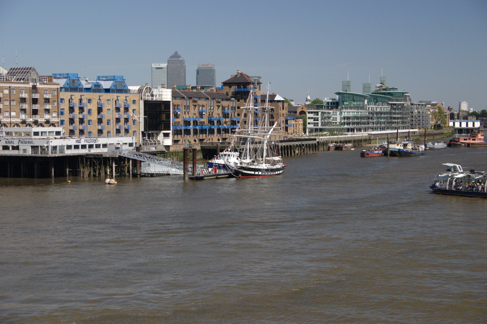 View of the Thames from Tower Bridge - looking east.