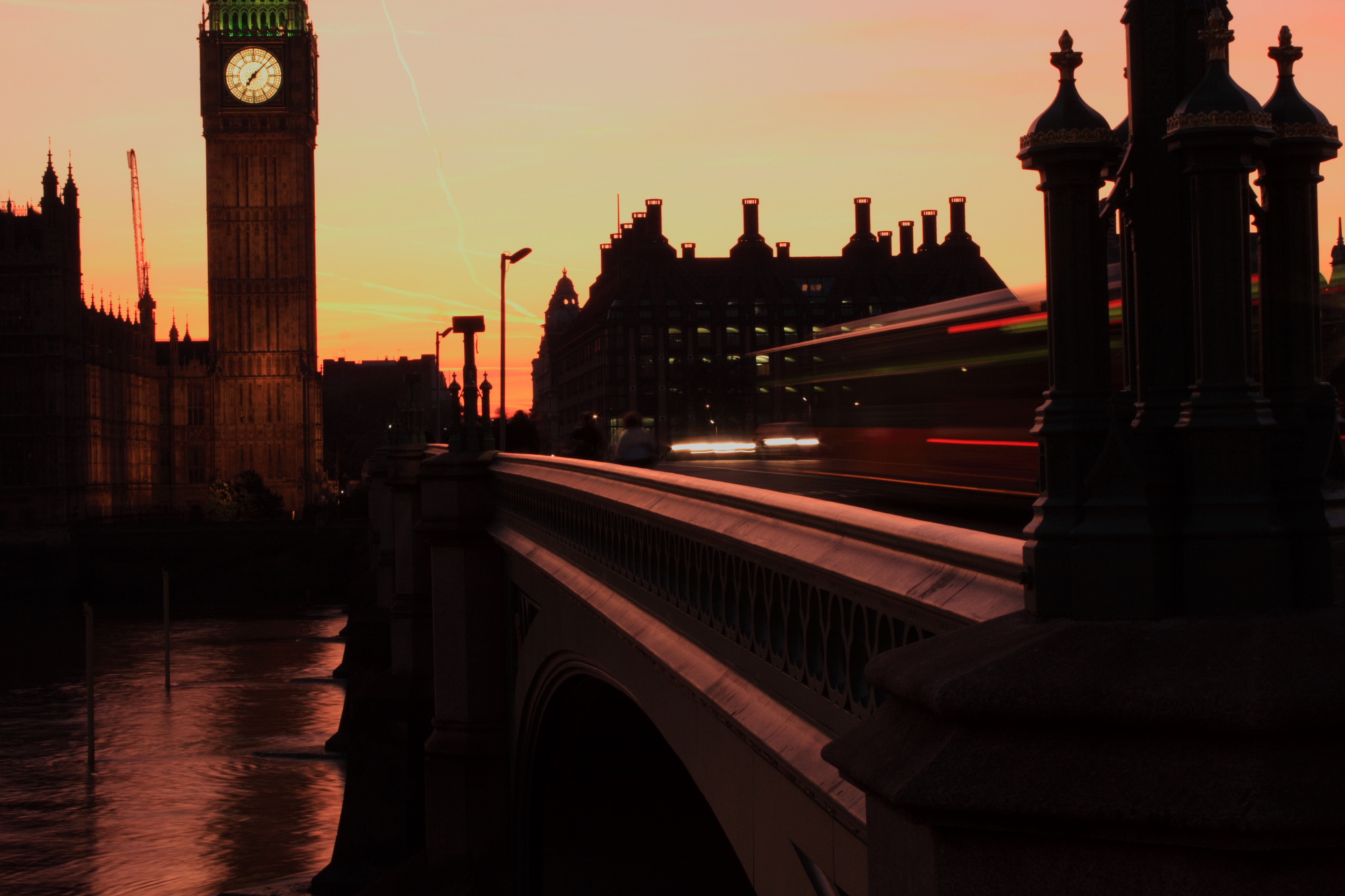 Sun setting behind Parliament