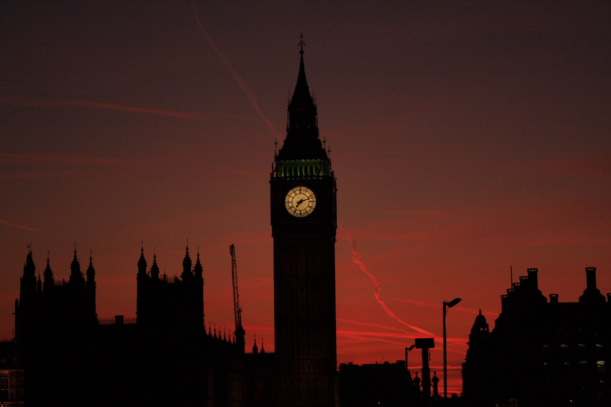Sun setting behind Parliament