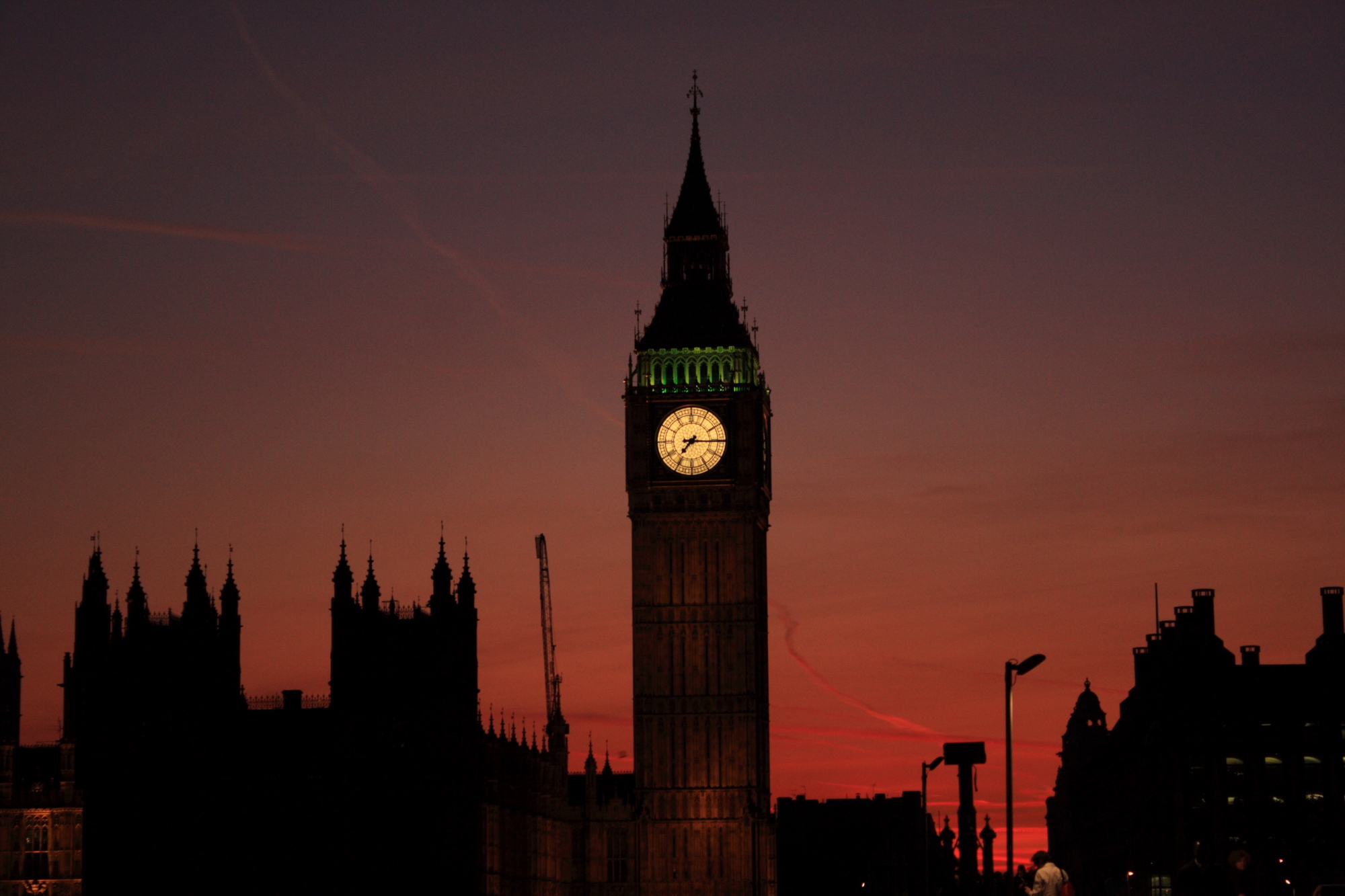 Sun setting behind Parliament