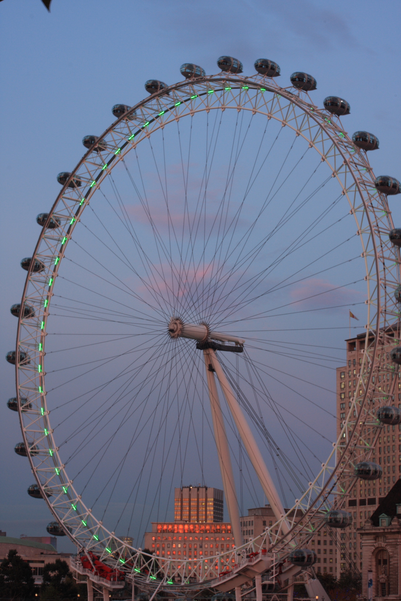 London Eye at sunset.