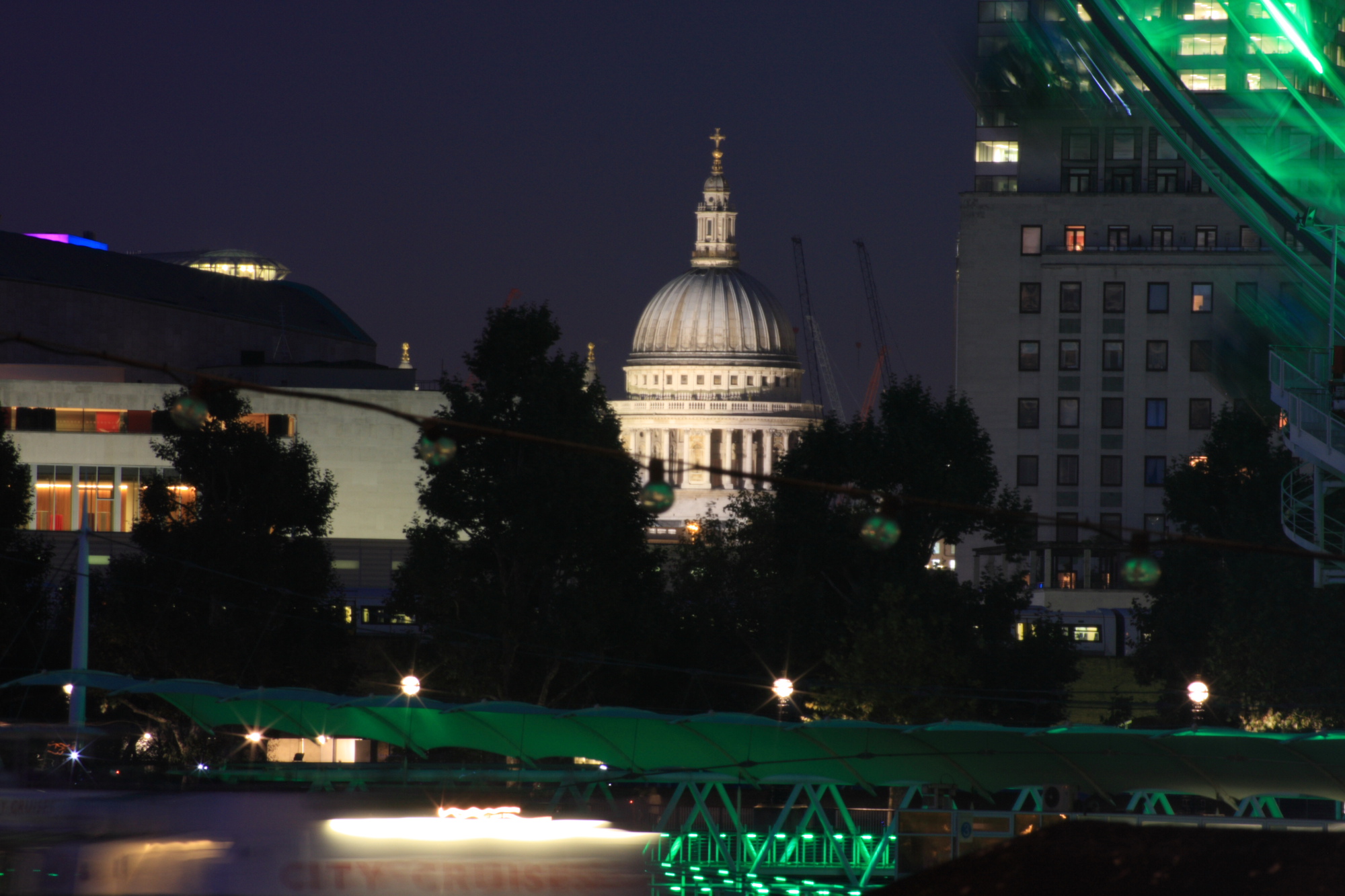 St Pauls Cathedral illuminated at night.