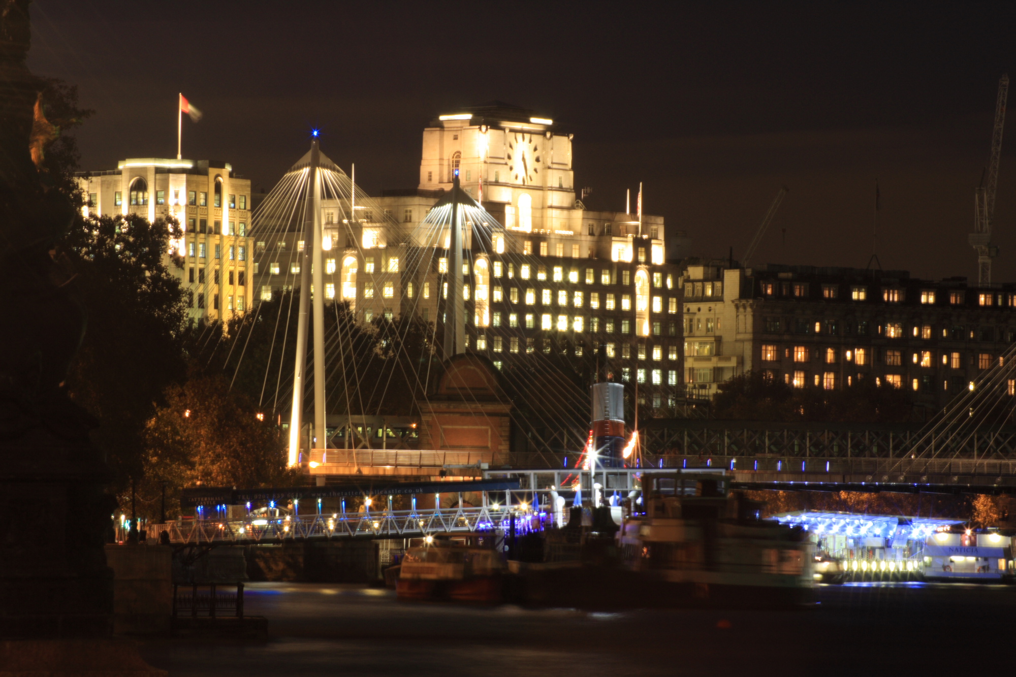 London at night along the Thames