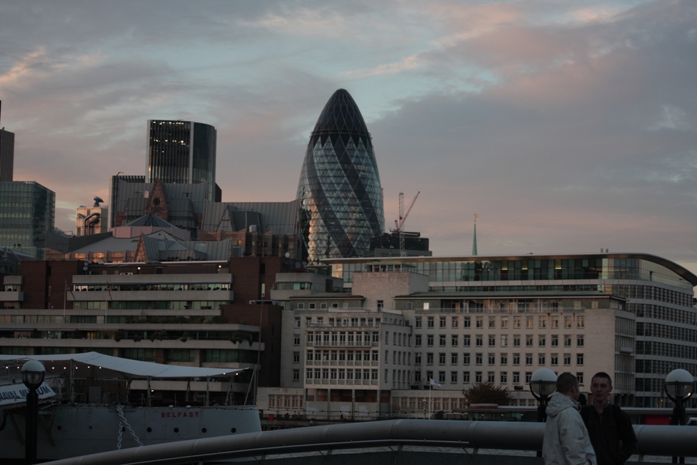 The city of London from sunset until night