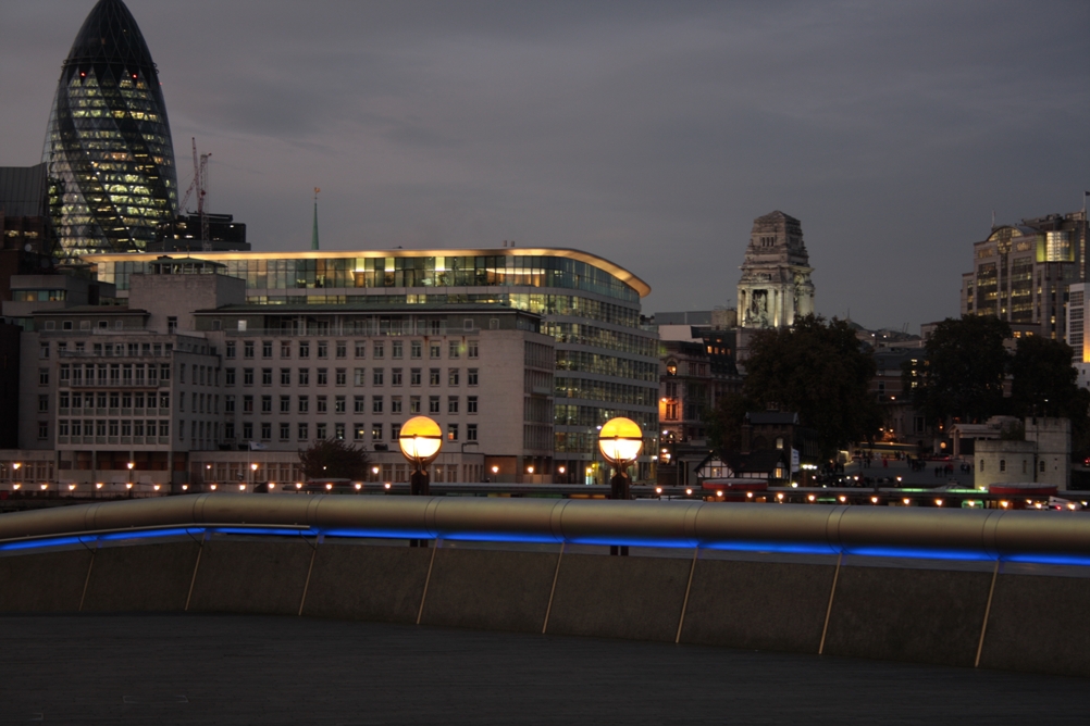 The city of London from sunset until night