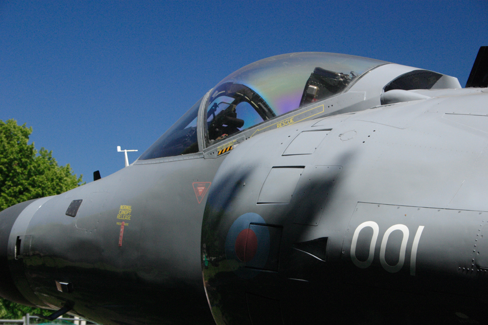 Sea Harrier being used as a reminder of the Falklands War - National Maritime Museum.