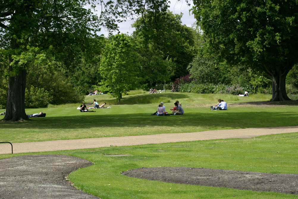 People relaxing in Hyde Park